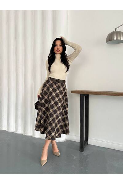 ZF BUTİK Kadın Ekose Etek