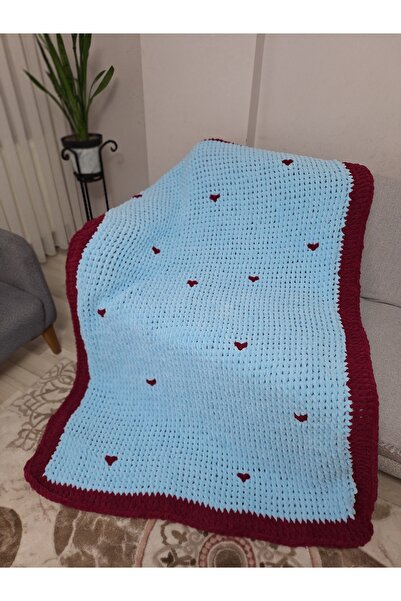 Alize Trabzonspor Fan Blanket Blue with Burgundy Hearts
