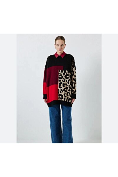 Touche Leopar Blok Desenli Kazak