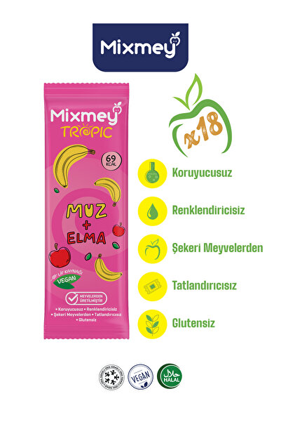 mixmey Banana Fruit Bar 18 Pieces |   Healthy Snacks – Vegan, Gluten-Free, Pr...