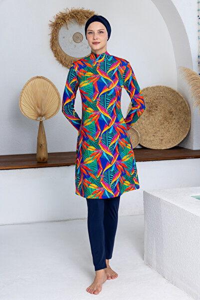 MARESİVA ملابس سباحة نسائية محتشمة بأكمام طويلة من Benri قماش قابل للتمدد 2102