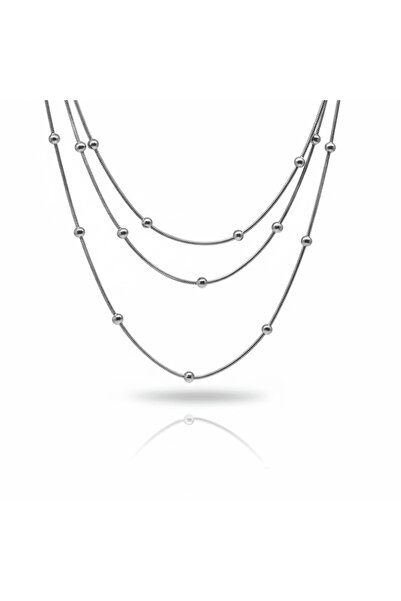 Tesbihane قلادة نسائية من الفولاذ مكونة من 3 قطع - سلسلة ثعبان مجمعة - تصميم ...