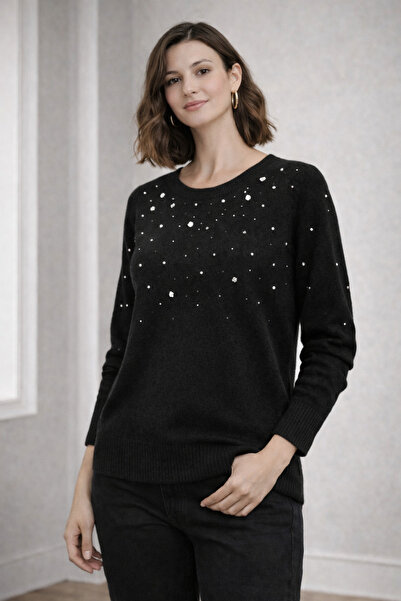 TUSSE Елегантний жіночий трикотажний светр з каменями, великий розмір