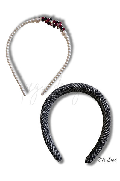 pegu baby collection Set of 2 Sponge-Filled and Row-Arranged Pearl Crown, Bri...