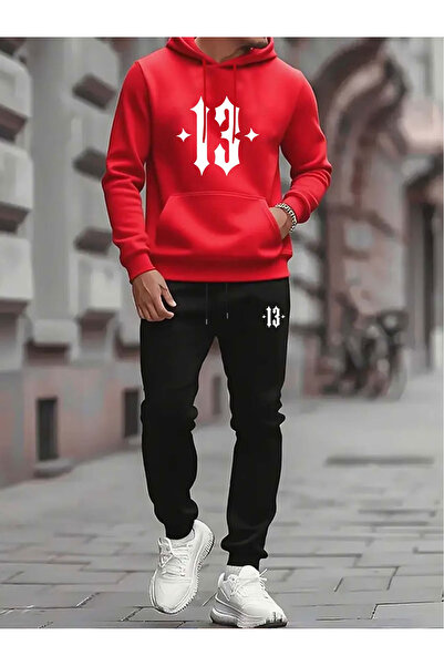 ELAN WEAR 13-printed Hooded tracksuit set - Hooded sweatshirt top and bottom set