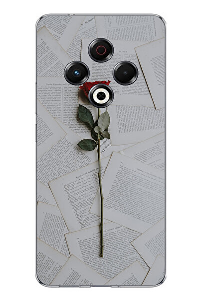 TechTree حافظة سيليكون متوافقة مع تكنو سبارك مطبوع باللون الأحمر الوردي