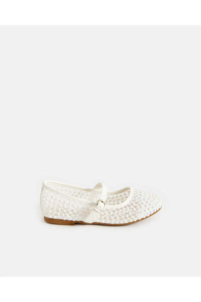 REDTAG Girls White Pearl Embellished Ballerina