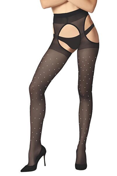 DAYMOD ÇORAP 15 Den Taşlı Fantazi Külotlu Çorap (Siyah)