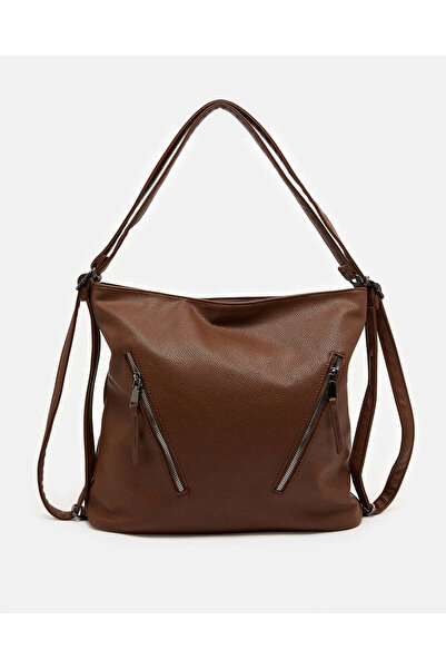 REDTAG حقيبة كتف نسائية بنية اللون متعددة السحابات