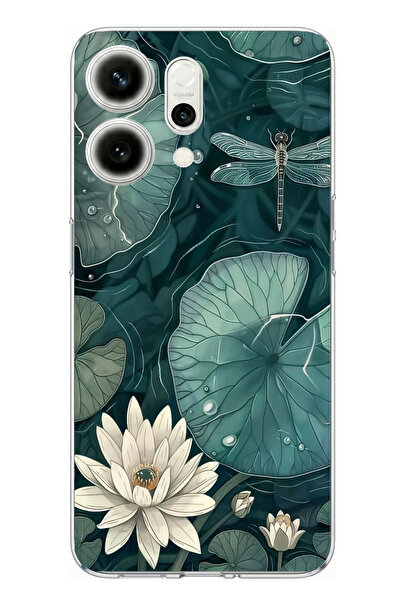 TechTree حافظة سيليكون متوافقة مع هاتف اوبو رينو 14 5G على شكل زهرة اللوتس وا...