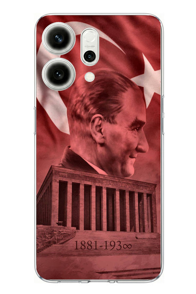 TechTree جراب سيليكون متوافق مع هاتف اوبو رينو 14 5G يحمل صورة أتاتورك وانيما...