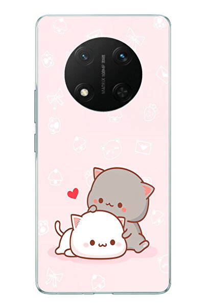 TechTree Honor X9C Compatible Cute and Remontic Cats Printed Silicone Case