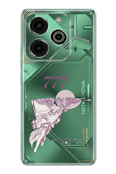 TechTree حافظة سيليكون متوافقة مع هاتف Tecno Pova 6 Pro 777 Angel Design مطبوع