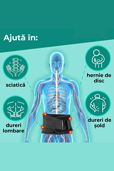 Sanatate Forte Centură Magnetică Lombară - XXXL, Suport Spate Ortopedic, 24 Magneți, Corector, Dureri lombare