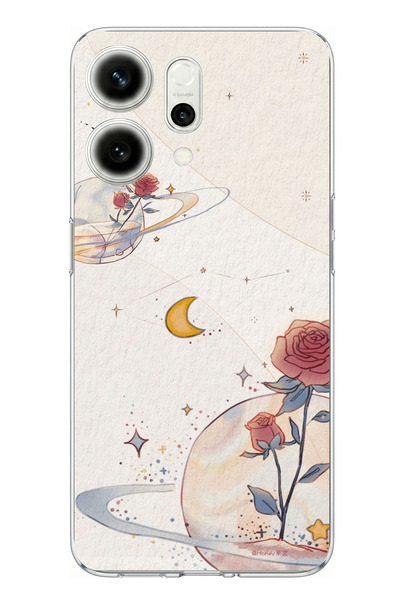 TechTree حافظة سيليكون متوافقة مع هاتف اوبو رينو 14 5G، بتصميم كوكب ونجمة وور...