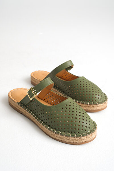 STARK SHOES Kadın Hakiki Deri Kapalı Burun Hasır Taban Terlik