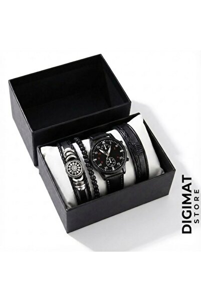 DIGIMAT STORE DIGIMAT® Premium Accessory Set, Black Quartz Watch and 3 Matchi...