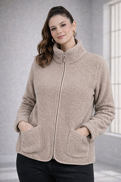 TUSSE Elegant Imported Women's Outer Plush and Inner Fleece Zippered Fleece C...