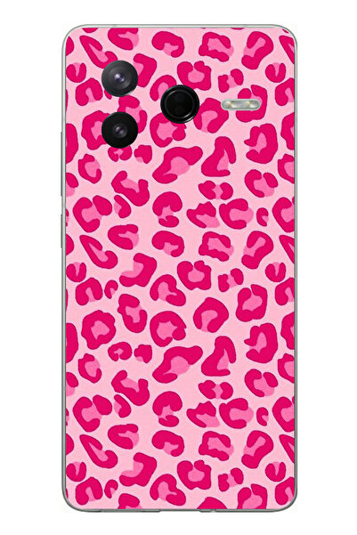 TechTree حافظة سيليكون مطبوع متوافقة مع تصميم الفهد الوردي من Poco F7 Pro