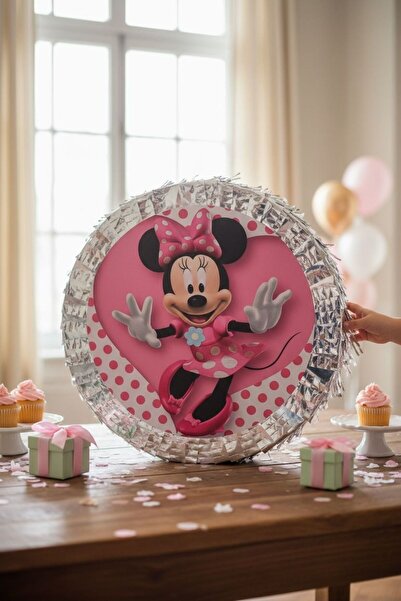 Cadde Süs Minnie Mouse Temalı Katlanabilir Pinyata Ve Sopası