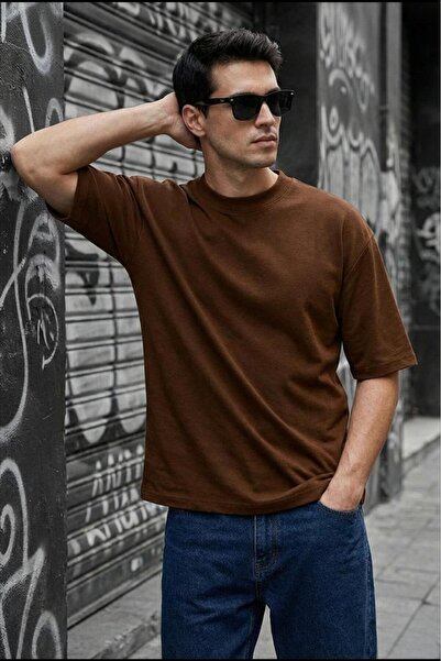 Oksit Benriy Men's Oversized Basic Crew Neck Cotton T-Shirt Relaxed Fit Unise...