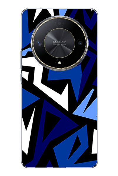 TechTree Honor X9B Compatible Modern Blue Geometric Mosaic Printed Silicone Case