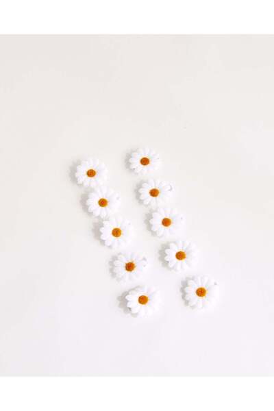 REDTAG Girls White Daisy Hair Clips Set (Pack of 10)