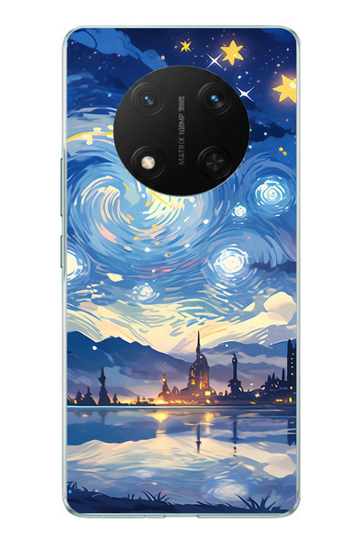 TechTree حافظة سيليكون متوافقة مع Honor X9C بتصميم السماء المرصعة بالنجوم وصو...