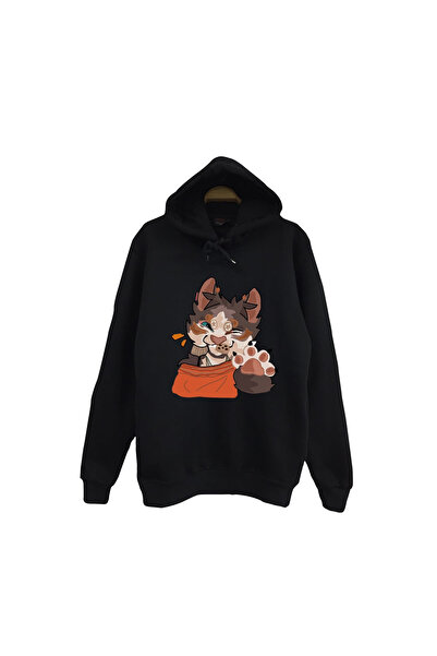 fame-stoned Therian cu imprimeu Unisex bumbac 100% cu glugă Negru Swea tricou