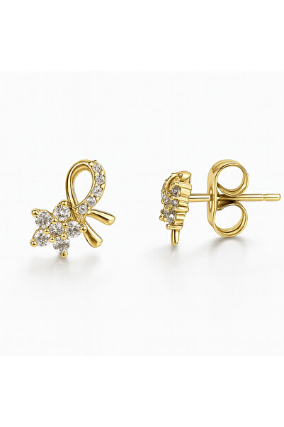 Tesbihane Children's Xuping Steel Earrings - Ribbon Design - Star Detail - Wh...