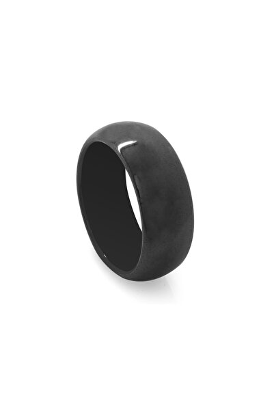 Tesbihane خاتم نسائي من الحجر الطبيعي باللون الرمادي المعدني - مقاس 23