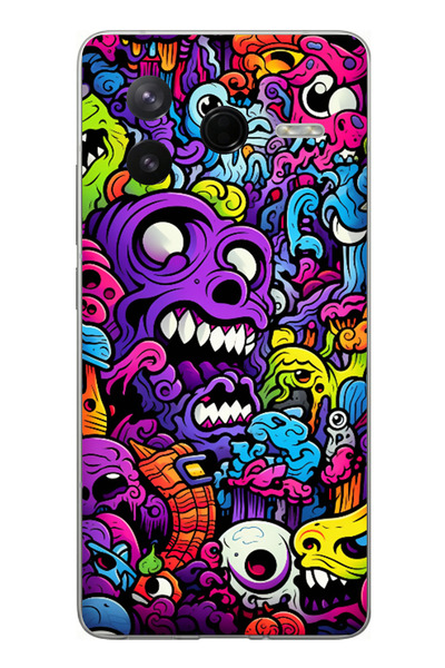 TechTree Poco F7 Pro Compatible Psychedelic Colored Monsters Printed Silicone...