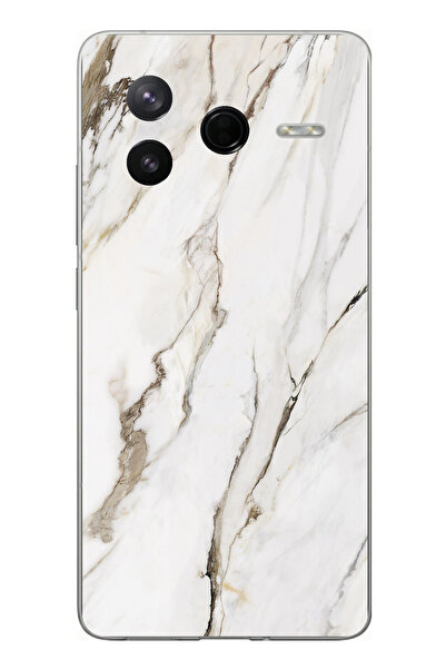 TechTree حافظة سيليكون متوافقة مع Poco F7 Pro باللون الأبيض الرخامي مطبوع