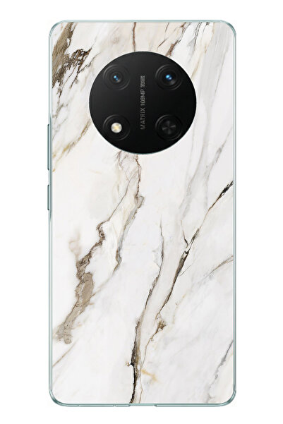 TechTree حافظة سيليكون متوافقة مع Honor X9C باللون الأبيض الرخامي مطبوع