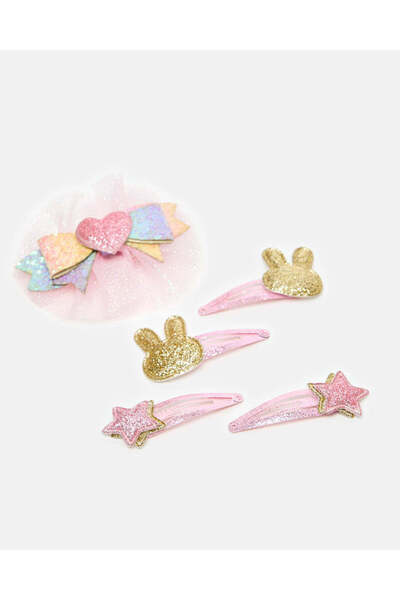 REDTAG Girls Assortetd Embellished Hair Clip Set (Pack of 5)