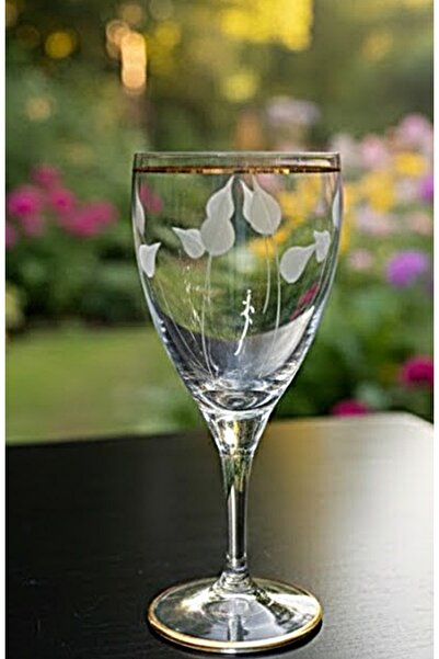 DECOSTYLE Gold Leaf Corner Decorated Footed Cold Cutting Glass – 1 Piece – 27...