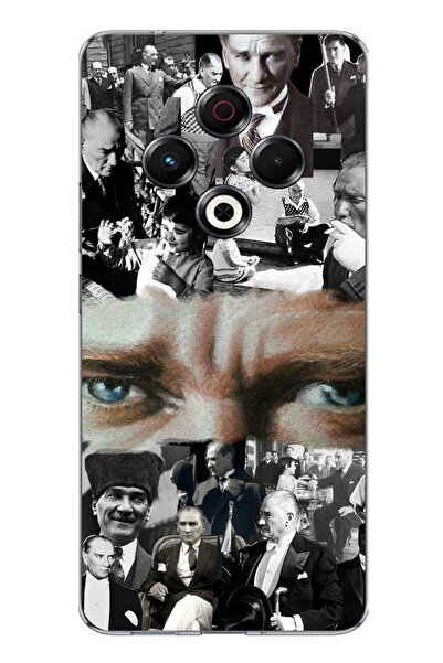 TechTree حافظة سيليكون متوافقة مع تكنو سبارك 30 بألوان أتاتورك كولاج آيز مطبوع