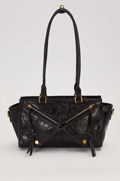Levidor Black Crossbody Bag with Zipper Detail