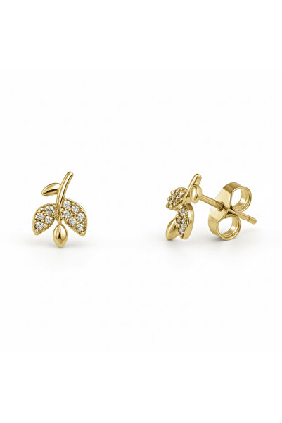 Tesbihane Children's Xuping Steel Earrings - Tulip Detailed - White Zircon St...
