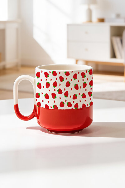 BB TRADE Strawberry Design Ceramic Printed Pro Mug Cup 330ml