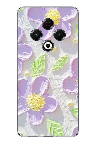 TechTree Tecno Spark 30 Compatible Purple Daisies Watercolor Printed Silicone...