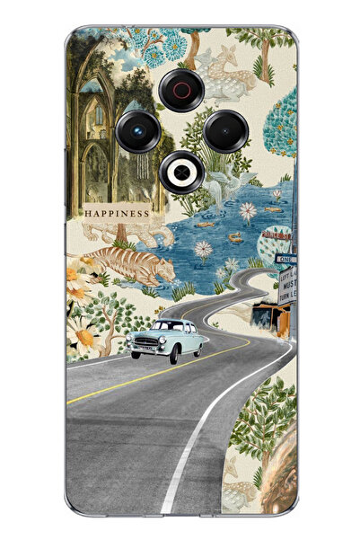 TechTree Tecno Spark 30 Compatible Green Artistic Path Flowers Printed Silico...