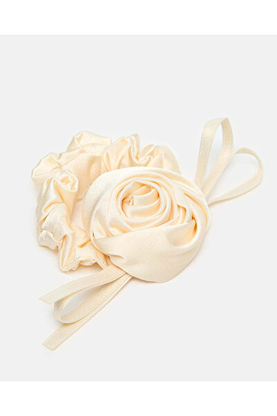 REDTAG Girls Beige Flower Embellished Hair Scrunchy