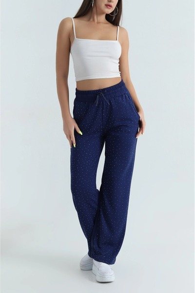 IŞILDA FASHION Crystal stone embroidered sweatpants