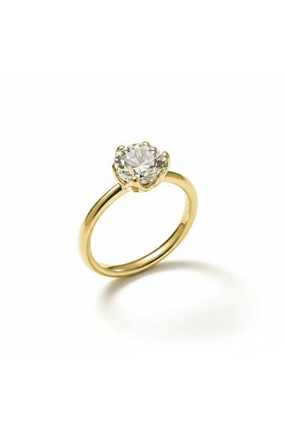 Tesbihane Women's Xuping Steel Solitaire Ring - White Zircon Stone - Gold Col...