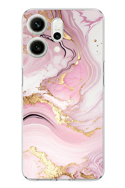 TechTree Oppo Reno 14 5g Compatible Pink Marble Printed Silicone Case