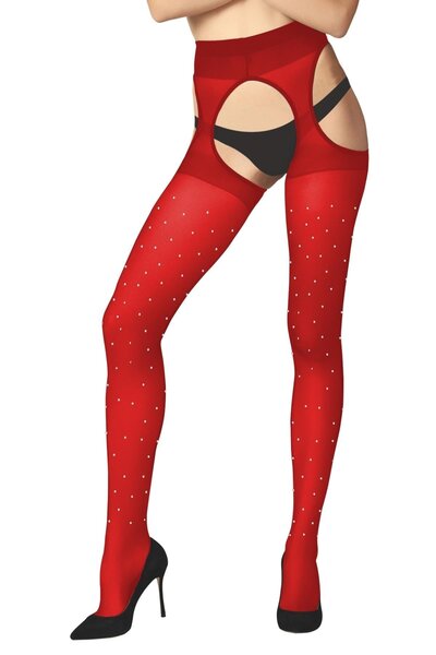 DAYMOD ÇORAP 15 Den Taşlı Fantazi Külotlu Çorap (Kırmızı)