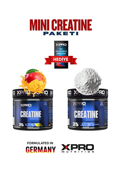 Xpro Nutrition 2'li Mini CREATINE Paketi ( 125 gr aromasız + 140 gr mango aro...