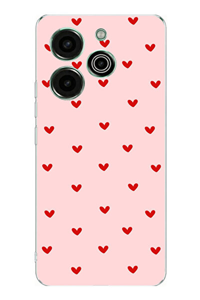 TechTree Tecno Pova 6 Pro Compatible Red Tiny Hearts Printed Silicone Case