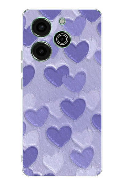 TechTree حافظة سيليكون مطبوع متوافقة مع تصميم القلوب الأرجوانية من تكنو بوفا ...